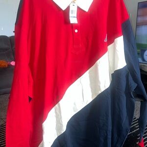 Nautica Kids Polo with Red, White, and Navy Color Block